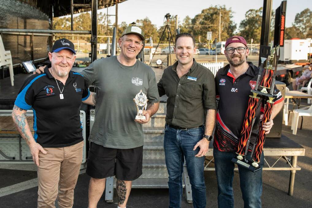 Hannos Country Butchery owner Darren Hannigan, cook-off runner-up Daniel White, Economic Development chairman, Councillor Jon Raven, and cook-off winner Brett George. Picture supplied