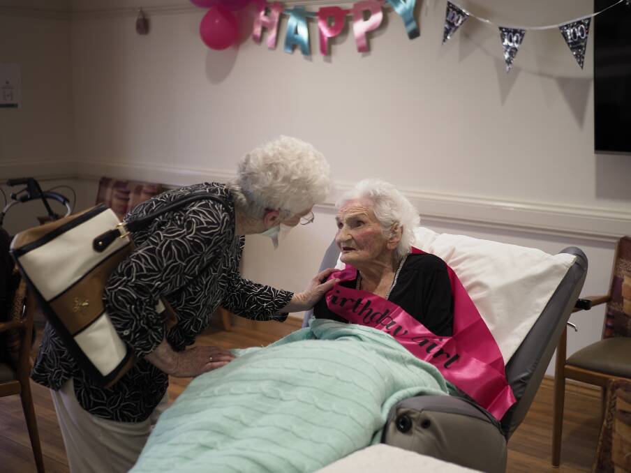 Lynette Gill speaks with her sister, who is 21 years her senior. Picture by Joe Colbrook