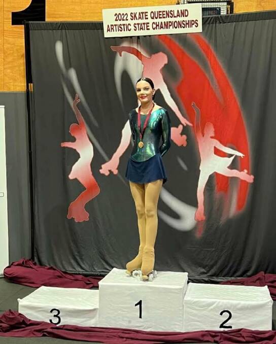 CHAMPION: Gabriella Hurst is now the top-ranked Juvenile Figure Skater in Queensland. Picture: Elaine Hurst.