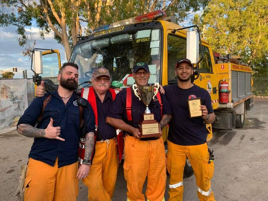 Kyle Strike, Colin Howell, Dean Brunker and Carlos Ibrahim from Woodhill Rural Fire Brigade celebrate their success at the recent combined skills day. Picture supplied.