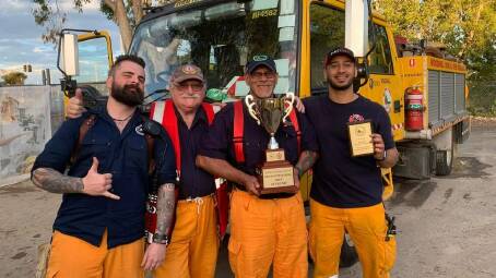 Kyle Strike, Colin Howell, Dean Brunker and Carlos Ibrahim from Woodhill Rural Fire Brigade celebrate their success at the recent combined skills day. Picture supplied.