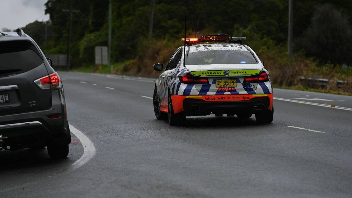 The police roadblock on Bruxner Hwy at Wollongbar. Picture by Cathy Adams