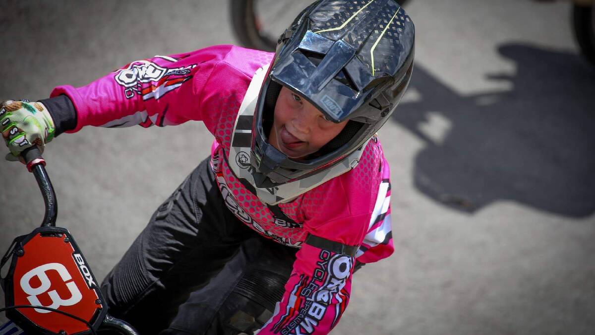 SHEER GRIT: Talented BMX rider Kayley Mitchell has her sights set on competing on the world stage in Texas next year. 