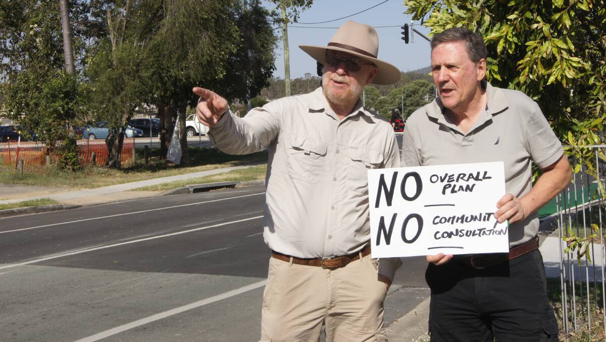 ROAD RAGE: Garth Allison and Paul Casbolt have called for TMR to take local objections to proposed Waterford Tamborine and Albert Street upgrades seriously. Photo: Jacob Wilson