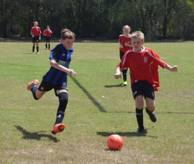 ACTIVE FUN: Teviot Downs Soccer Club junior player Thomas Irlam was in outstanding form during the 2017 soccer season. Photo: Supplied