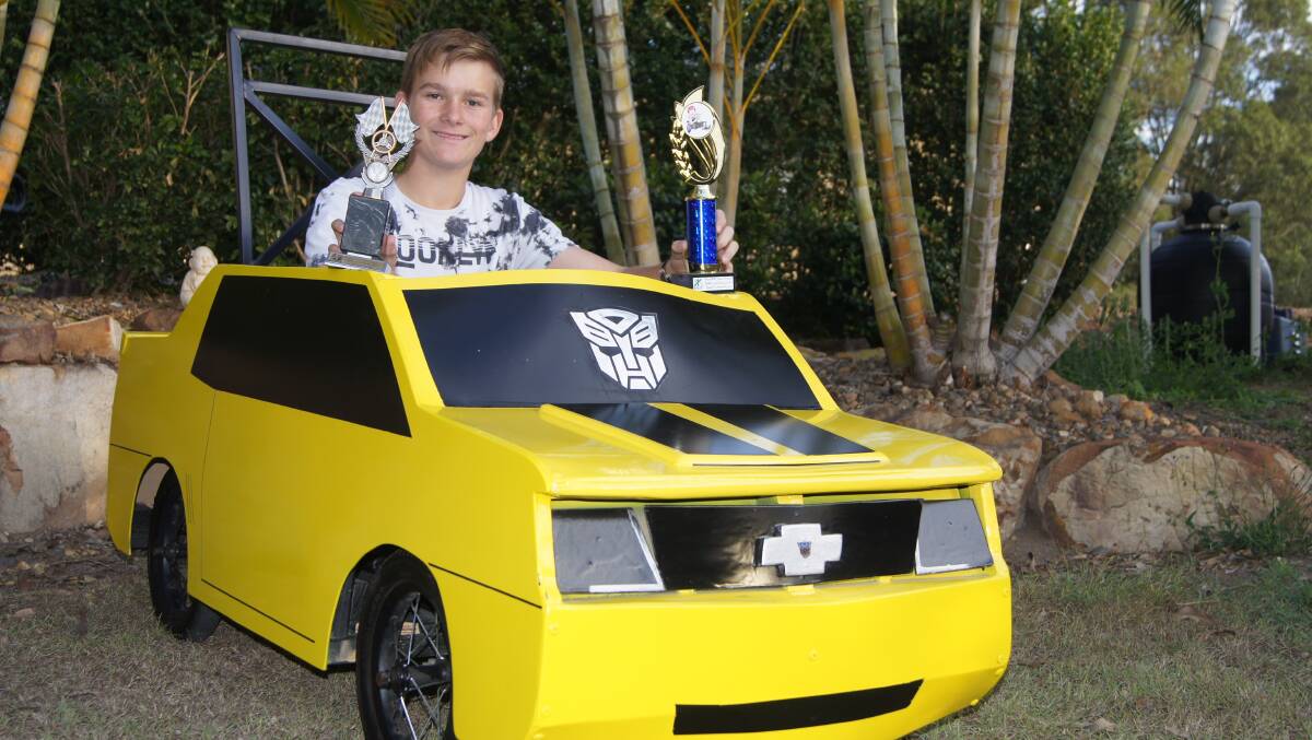 KING OF THE HILL: Dylan Price will defend his title at the 2018 Woodhill Billy Cart Derby on July 28. Photo: Jacob Wilson