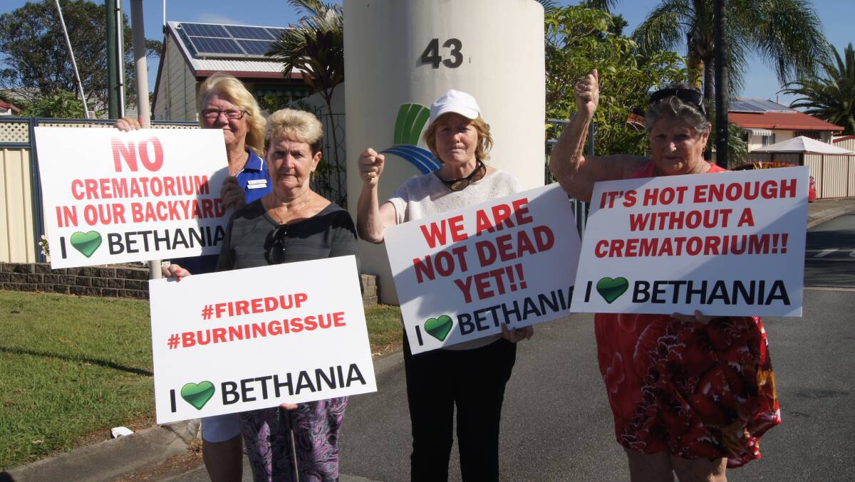 The Bethania Residents Action Group are fired up in opposition to a proposed crematorium on High Road. Photo: Jacob Wilson