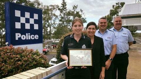 AWARDED: Constable Natalie Wilson, Minister Leeanne Enoch, Senior Sergeant Michael Leafe, Inspector Mick Dowdy. Photo: Queensland Police Service