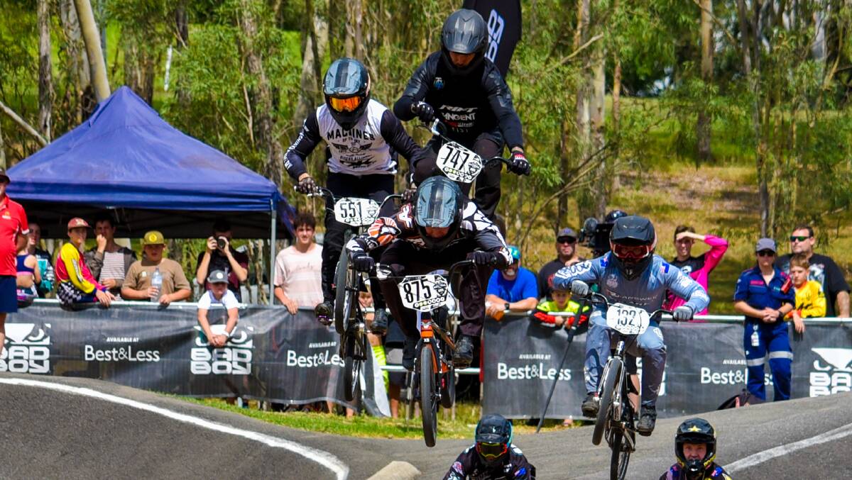 VICTORIOUS: Greenbank BMX rider Josh Boyton led the pack in the elite men's final in BMX Australia's Bad Boy National series. Photo: Get Snapt