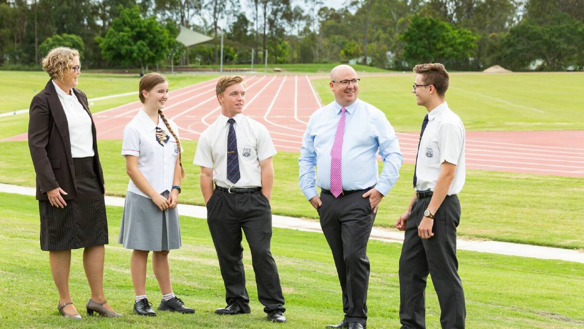FRESH FACE: Canterbury College's new Principal Daniel Walker (second from the right) has spent the first weeks of term two engaging with the school community. 