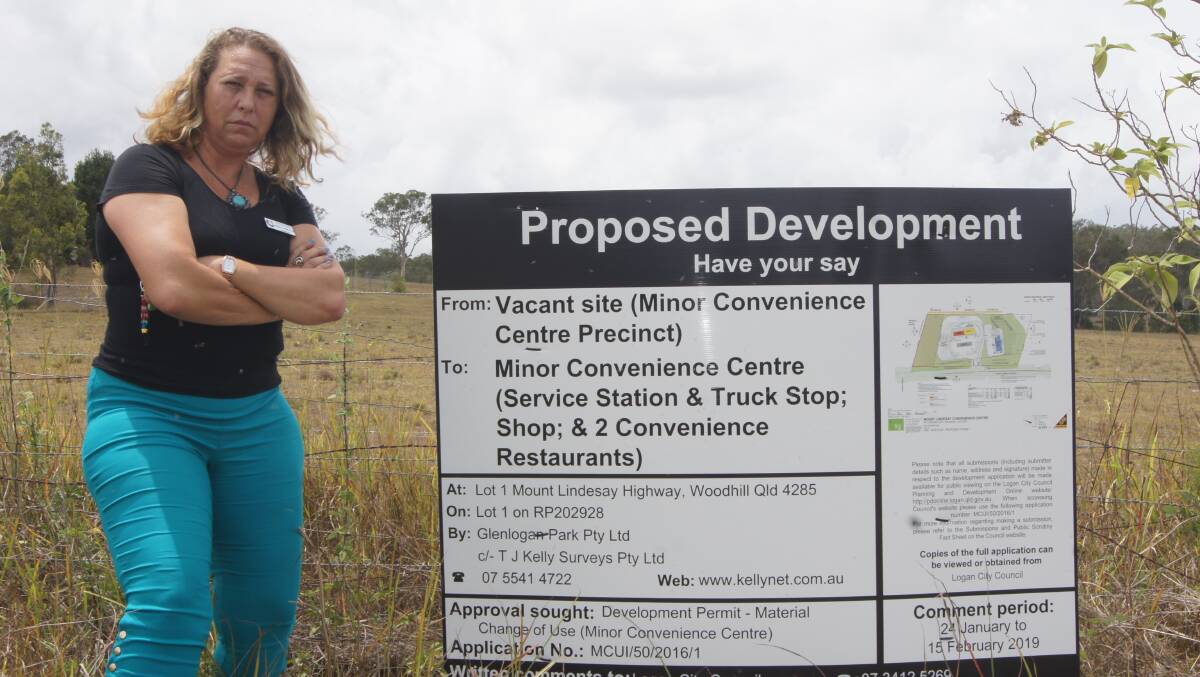 CONCERNED: Logan Country Safe City group member and Woodhill resident Monica Hambleton is worried about a proposed development for a petrol station on the Mount Lindesay Highway. Photo: Jacob Wilson