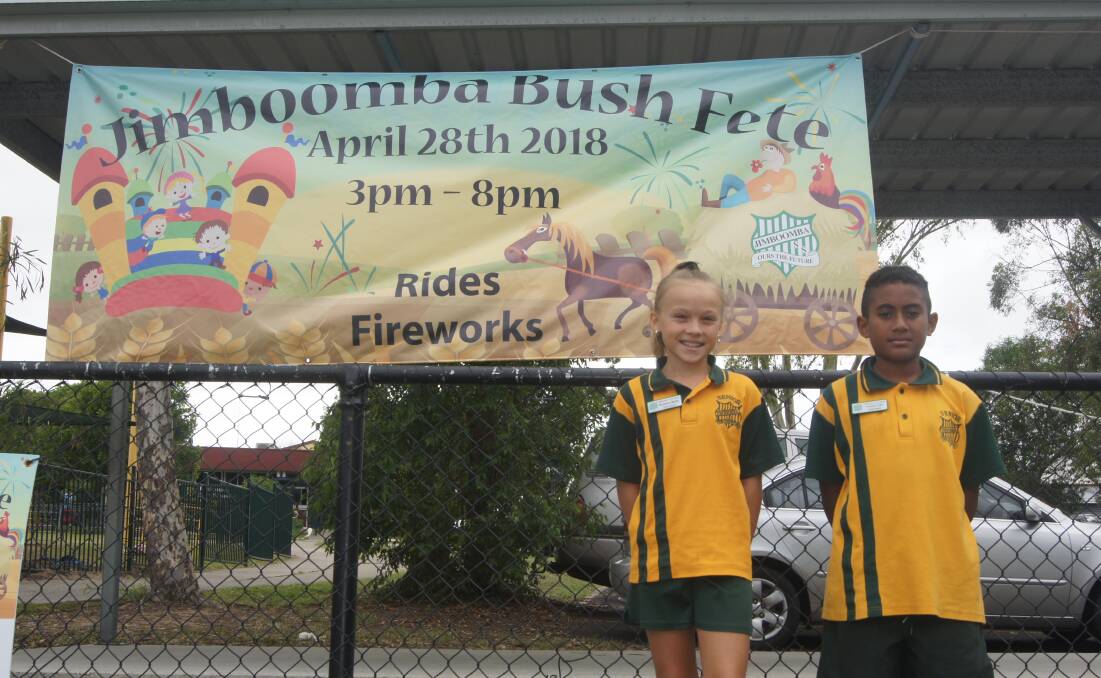 CARNIVAL TIME: Jimboomba State School captains Tristan Joku and Madeline Behan look forward to the Jimboomba State School bush fete. Photo: Jacob Wilson