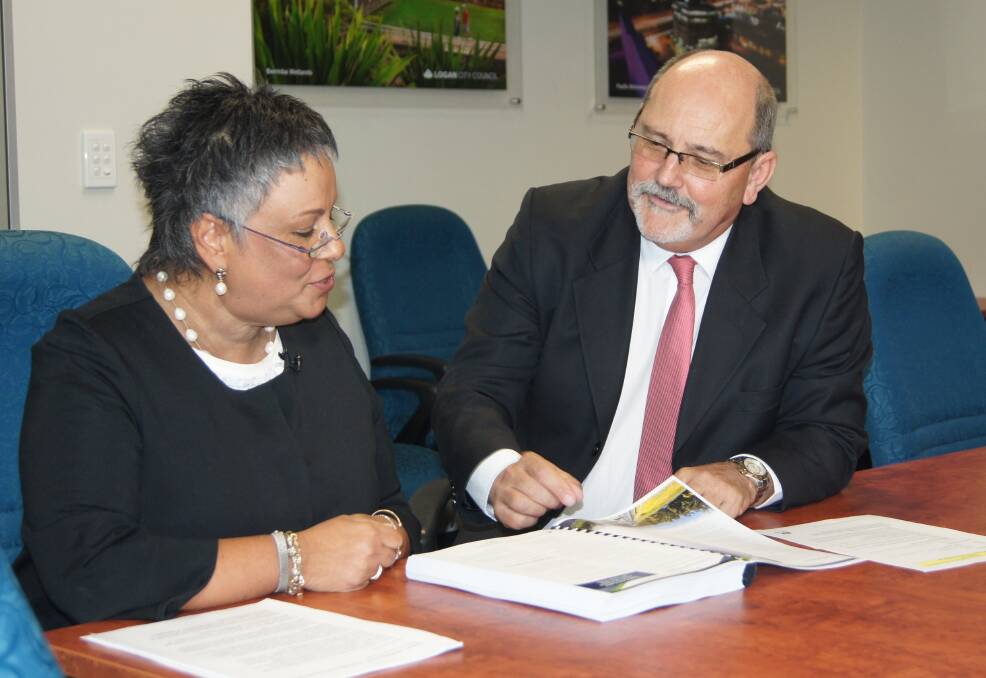 REFORMS: Interim administrator Tamara O'Shea with Logan City Council CEO Silvio Trinca. Photo: Jacob Wilson
