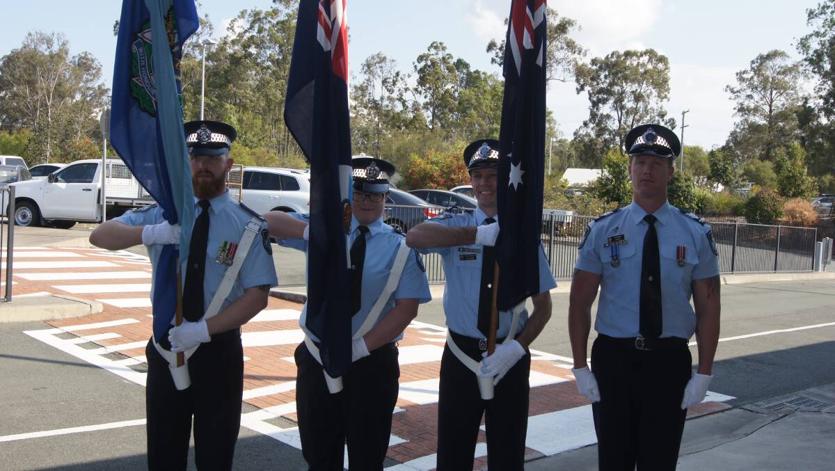 Queensland police gathered at Emmaus College to remember officers who died in the line of duty. Photo: Jacob Wilson