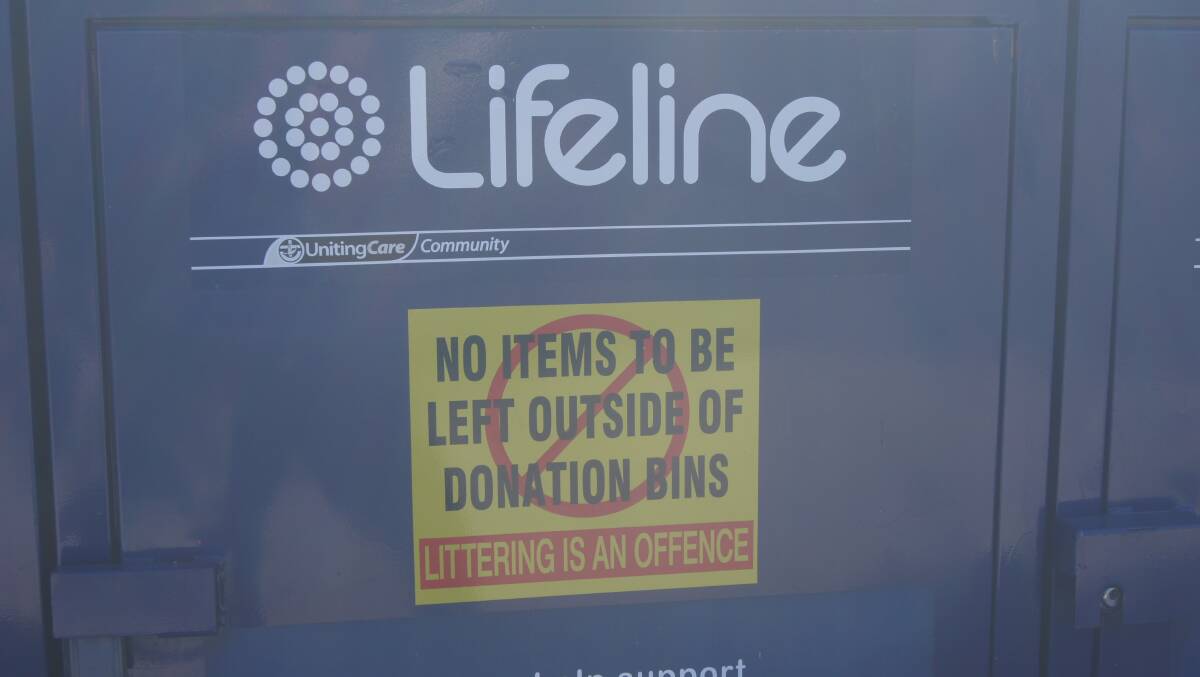 CHARITY:  Items left outside of Lifeline charity bins are deemed to be contaminated. Photo: Jacob Wilson