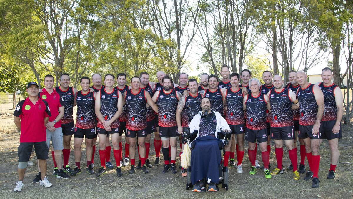 SOLIDARITY: The Jimboomba Redbacks and Glasshouse Lions Masters took part in a Play for Clay day in support of Clayton Dodd (pictured). 