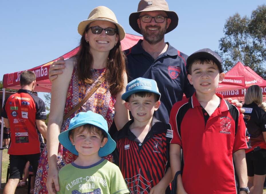 FAMILY FUN: Janine, Lewis, Sean, Vincent and Oliver Bennett at the Jimboomba Redbacks presentation day. Photo: Jacob Wilson