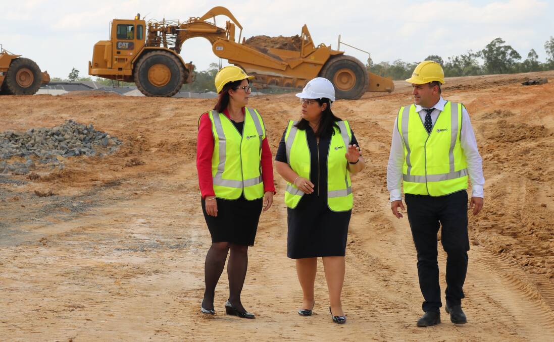 HIGH SCHOOL: Yarrabilba State High School foundation principal  Belinda Tregea with Education Minister Grace Grace and Logan MP Linus Power at the sod turning on Thursday. 