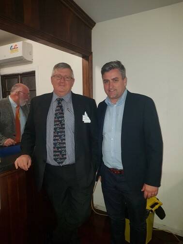 CHANGEOVER: Incoming Jimboomba Rotary Club president Peter Anderson-Barr with Logan MP Linus Power at the changeover dinner.