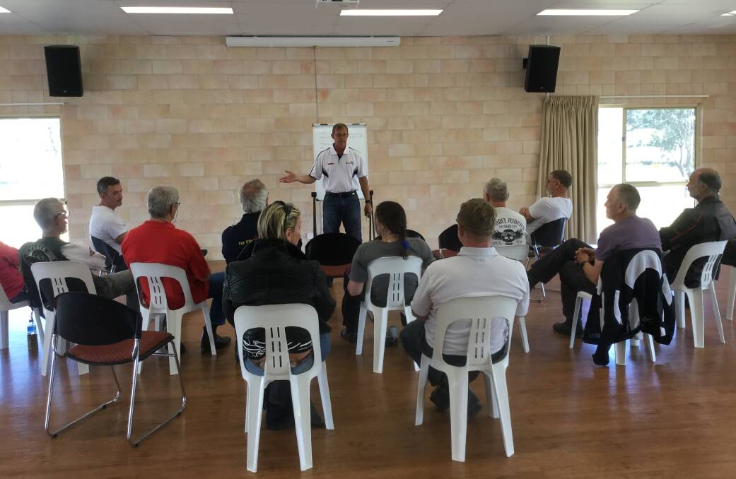  LIFE-SAVING: Motorcycle Life operator Steve McDowall presented the Mouldy Hogs program at Mundoolun Community Centre on Saturday, November 24. Photo: Queensland Police