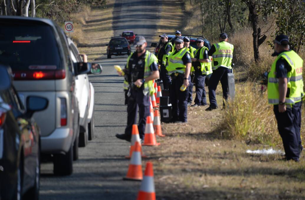 PATROL: Jimboomba police officers have increased roadside breath tests during Road Safety Week. Photo: Brian Williams