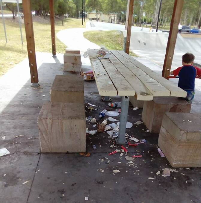 MESS: Council has upgraded 24 hour security footage of the Jimboomba Skate Park to deter littering. Photo: Emma Blundell