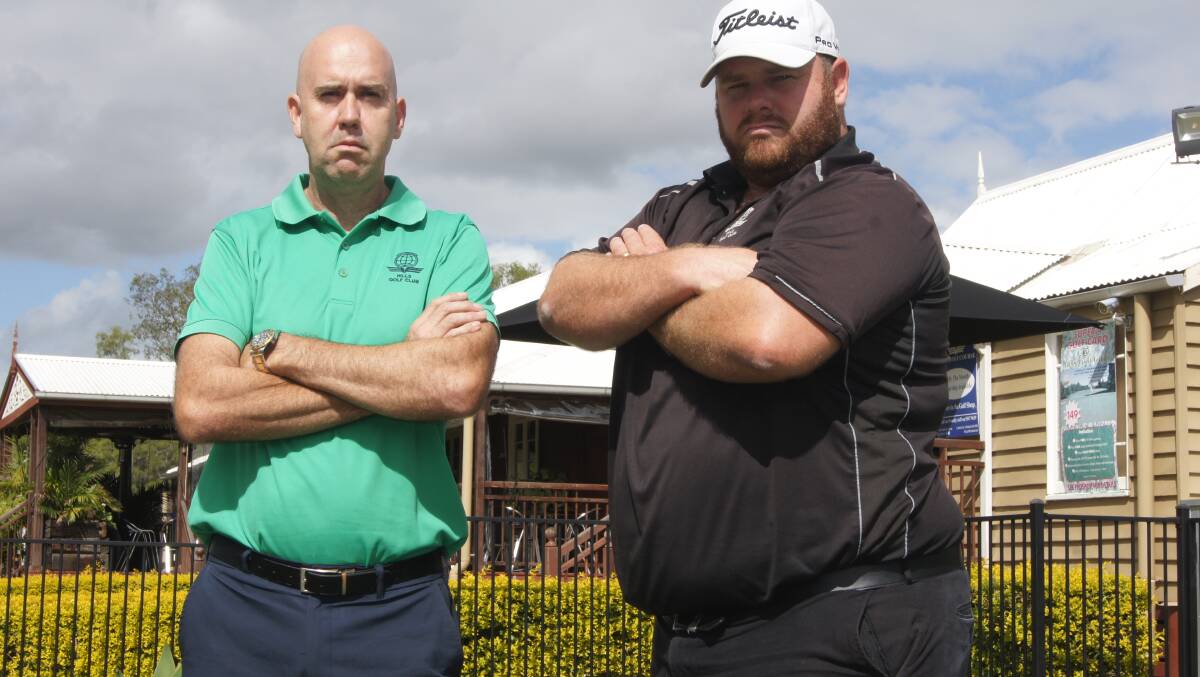 DIGGING IN: Hills Golf Course operator Robert McNamara and head golf professional Daniel Hannisett say the business is not going anywhere for at least 10 years. Photo: Jacob Wilson