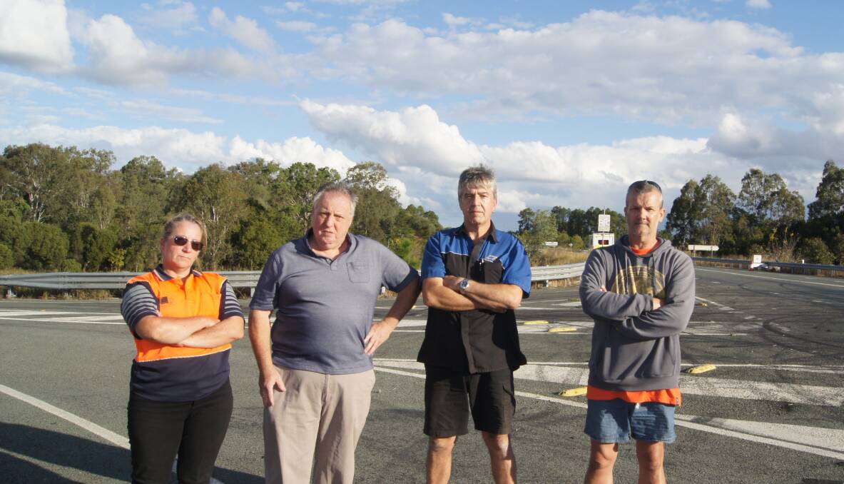 SICK OF HOONS: Michelle Delphin, Andrew Blunden, Simon Cunado and John Dawson have had enough of hoons wreaking havoc on Waterford Tamborine Road near Albert River Place. Photo: Jacob Wilson