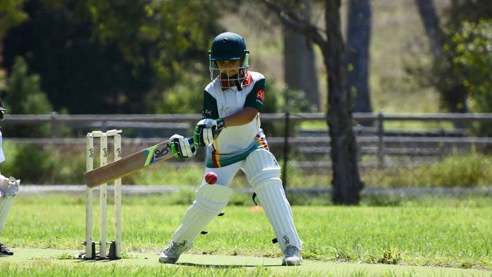 DETERMINED: Jimboomba division four batsman Liam Clarke took on Beaudesert over the weekend.
