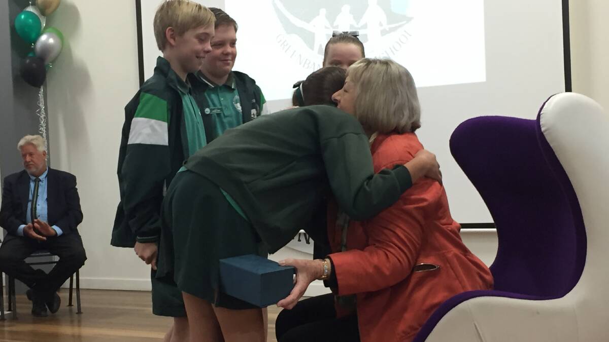 EMOTIONAL GOODBYE: Greenbank State School captains thanked Ms Quinn for her time in the job. 
