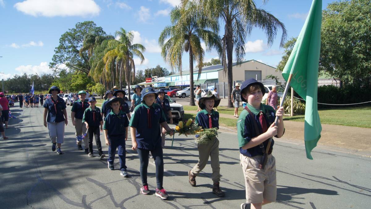 GOOD EFFORT: Kids turned out in large numbers at the Logan Village Anzac Day march. Photo: Jacob Wilson