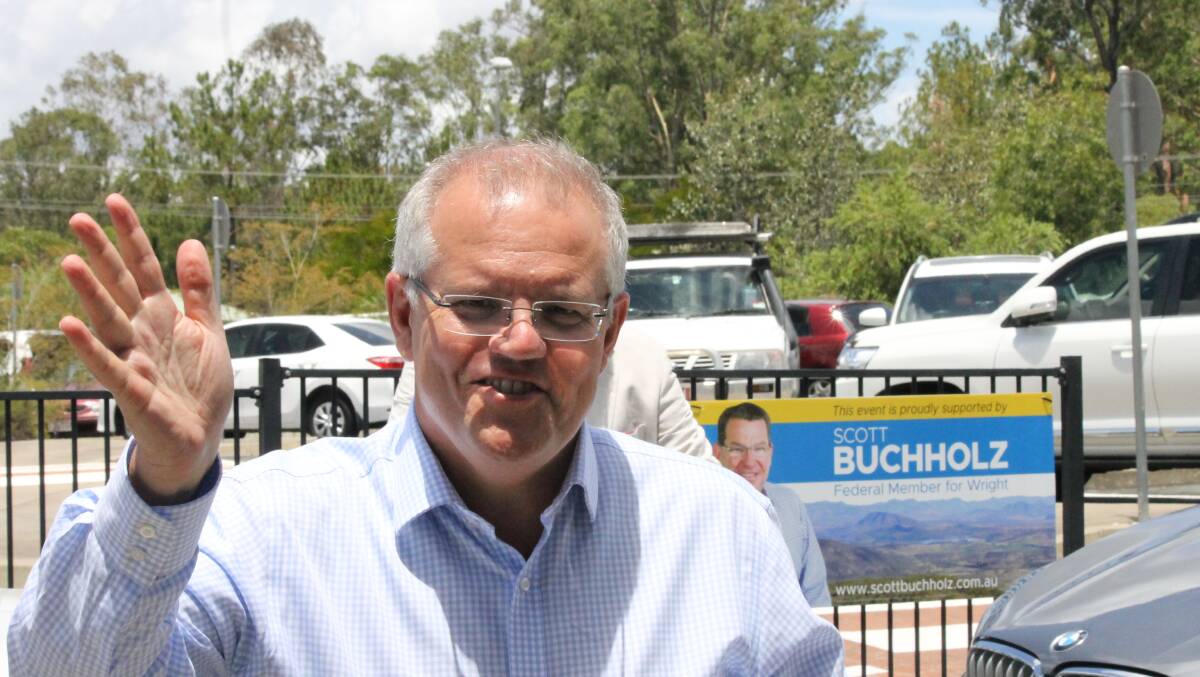 Prime Minister Scott Morrison announced $30 million to upgrade the Mount Lindesay Highway during a visit to Jimboomba. Photo: Larraine Sathiq