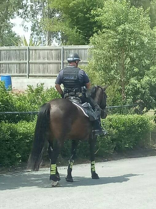 Police patrolled Jimboomba on horseback as part of Operation Papa Mulsanne on Wednesday.