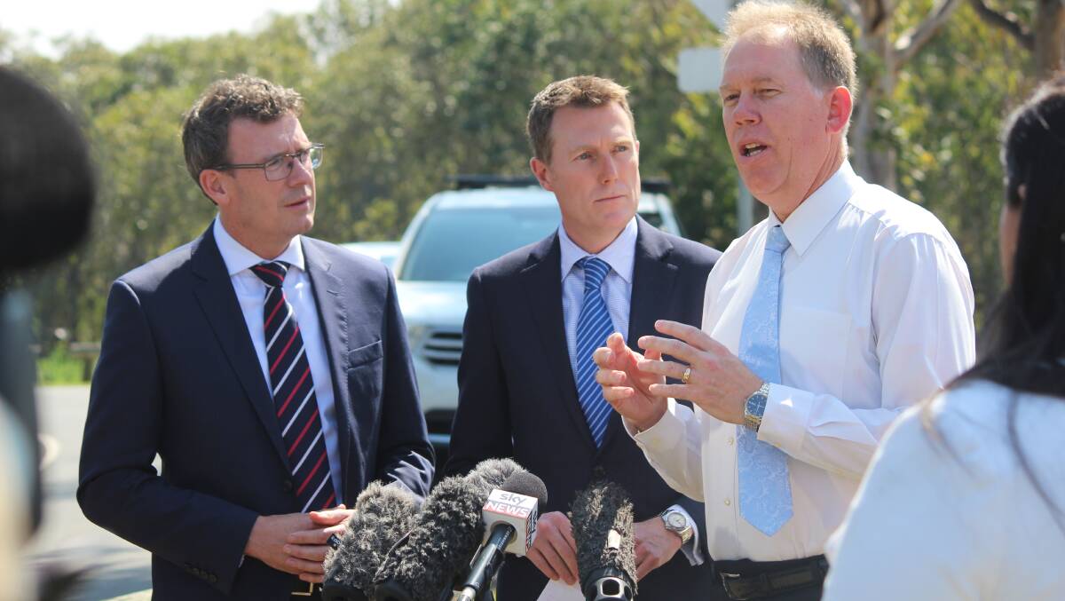 TESTING TRIAL: Minister for Social Services, Christian Porter, Minister for Human Services, Alan Tudge, and Member for Forde, Bert van Manen. Photo: Supplied