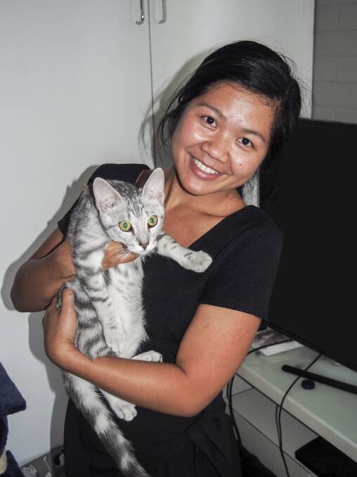 IN LOVE: Jackie Ang adopted four-month old kitten Lupe to join her other cat Biggie.