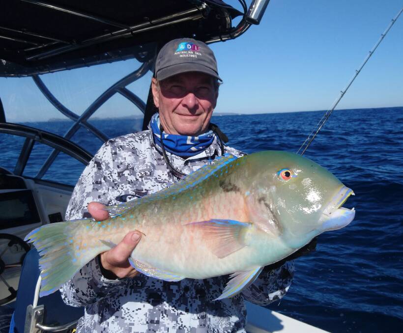 TROPHY: Mark Larsen with a solid tuskfish caught in 40 metres of water off Point Lookout.