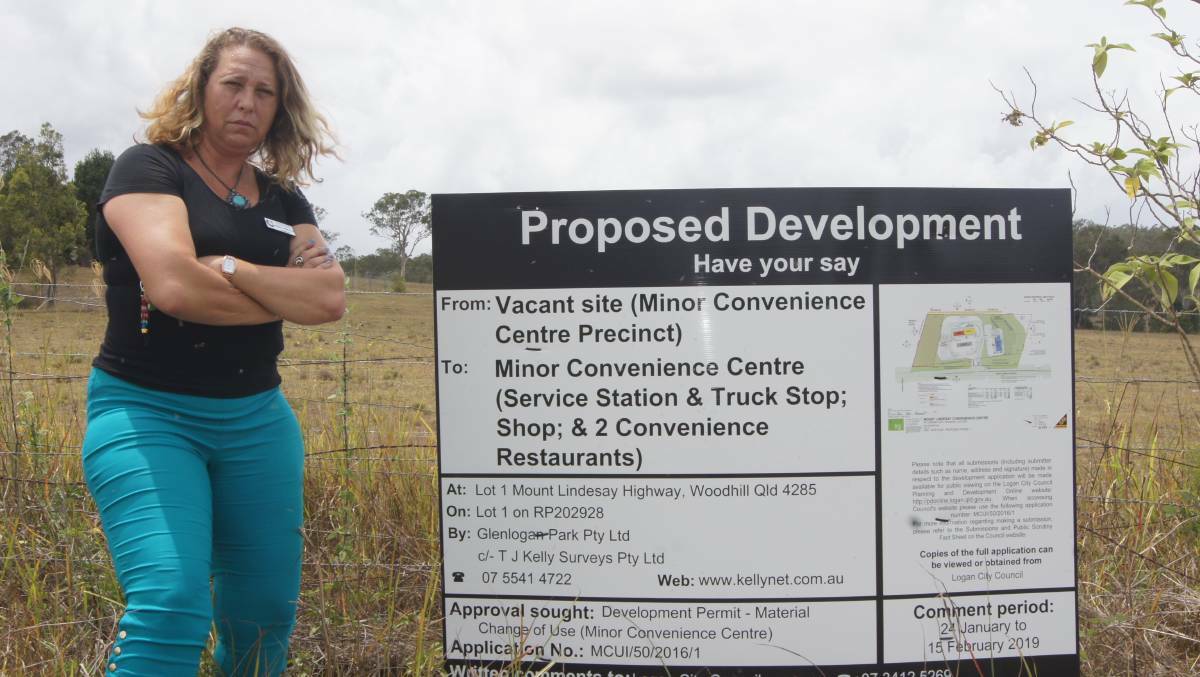 CONCERNED: Logan Country Safe City group member and Woodhill resident Monica Hambleton is worried about a proposed development for a petrol station on the Mount Lindesay Highway. Photo: Jacob Wilson.