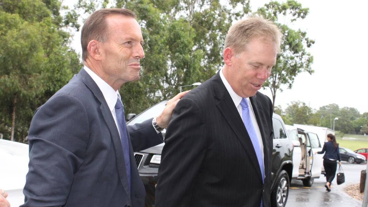Then prime minister Tony Abbott and Forde MP Bert van Manen during Mr Abbott's visit to the electorate in February this year.