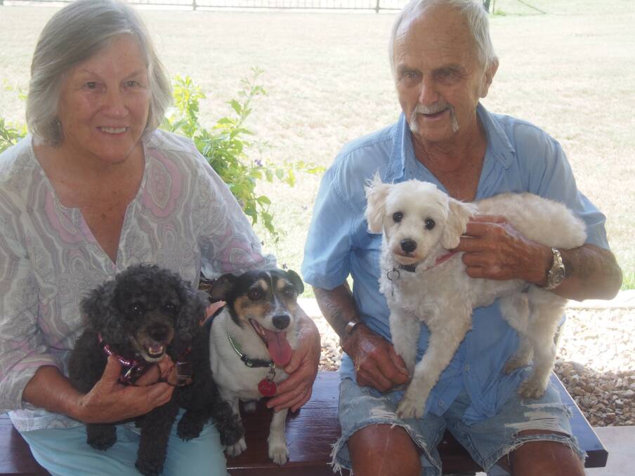 TRIPLE ACT: Anthony and Elaine Bourdreau with Zoe, Jack and Dolly. 
