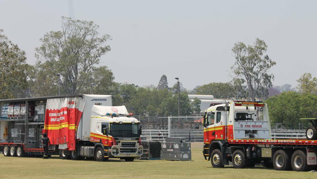 FIREFIGHTERS: The staging area at Boonah Showgrounds.