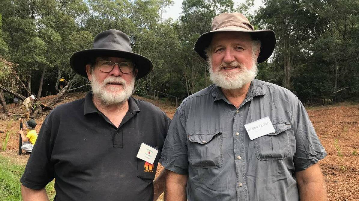 CONSERVATION: Mr Leiper (right) with Kent Endres at a Belivah Creek tree planting event last year. 