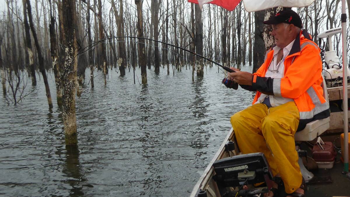 FRESH WATER FUN: Rick Hughes is onto a fish among the sticks at Hinze Dam.