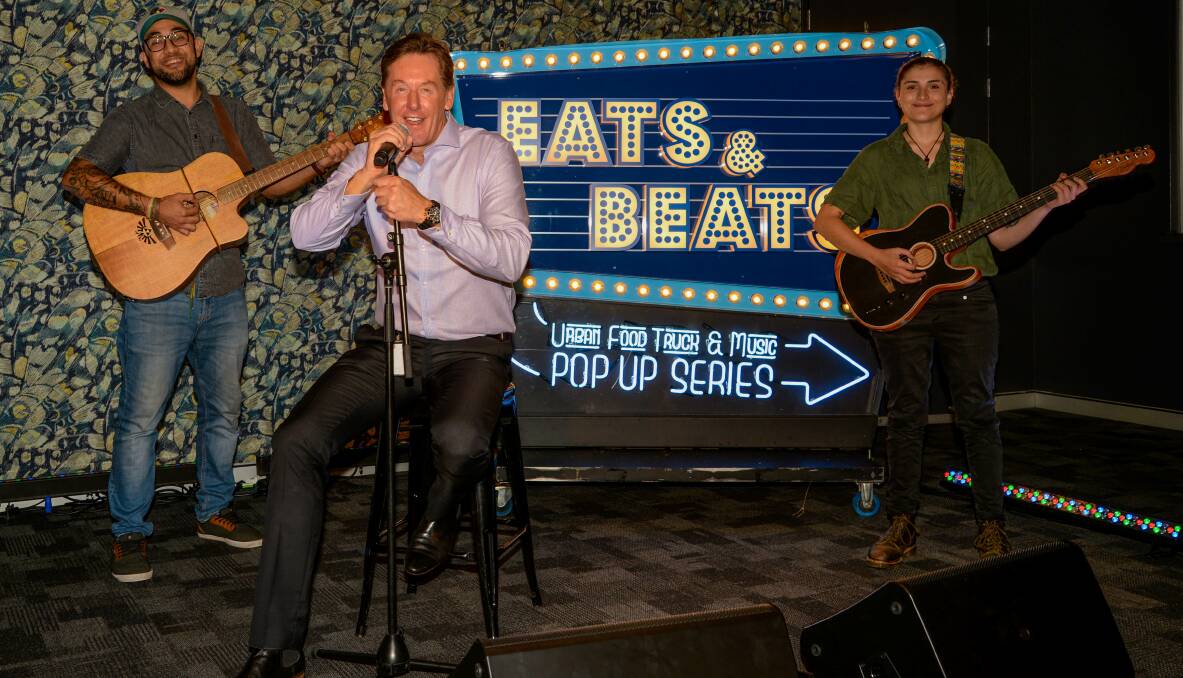 ON TUNE: Logan acts The Lyrical and Hope D, with Logan Mayor Darren Power, are geared up for Eats Beats Takeaway on May 29.