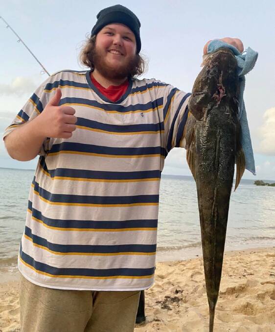 GOOD CATCH: James Sampson went fishing with mate Jason Morgan on his last day in the Redlands before departing for Western Australia.