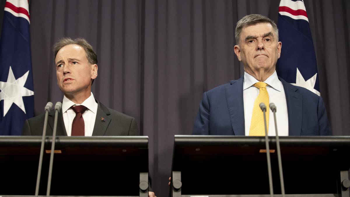 CHANGES: Health Minister Greg Hunt and Health Department Secretary Professor Brendan Murphy at an earlier briefing. Picture: Sitthixay Ditthavong