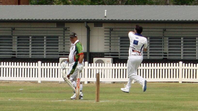 EXPRESS: Andrew Staines bowls for the Borobies first XI at Selwyn Park on Saturday against Loganholme, who they dismissed for 115. 