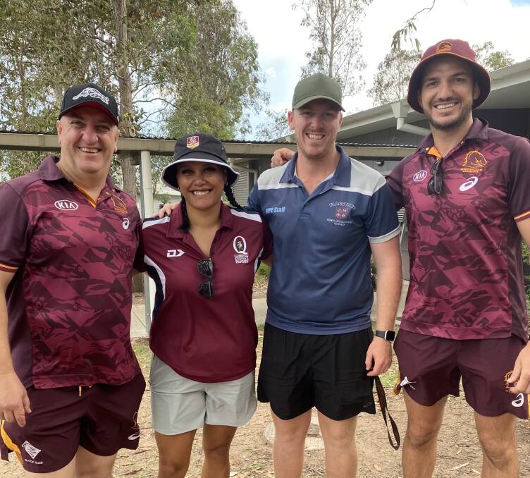 Students at Flagstone State Community College got to rub shoulders with former NRL great Matt Gillett. Photos: Tahlia Croker