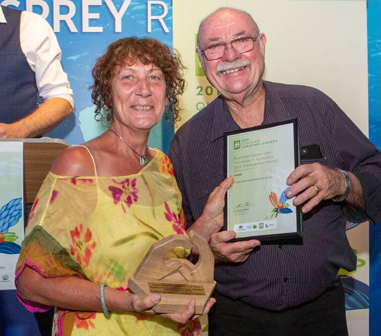 Australian Government Innovation in Agriculture Land Management Award: winner Sharon Dwyer, of Central Queensland Soil Health Systems, with MP Warren Entsch.