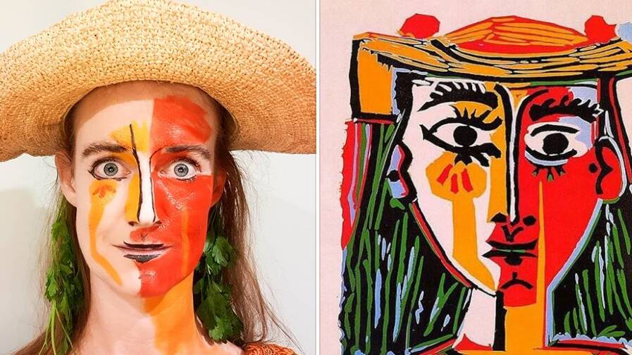 Emma Briggs in action: 'Head of a Woman in a Hat' by Pablo Picasso (1962) reimagined in a Sydney apartment.