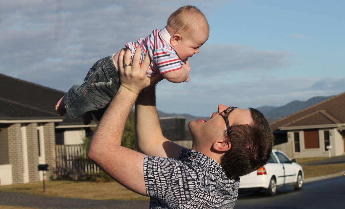 DAD'S DAY: Brendan Fairhall and his son Roman will walk in the Man With a Pram event in Brisbane. Photo: Larraine Sathicq